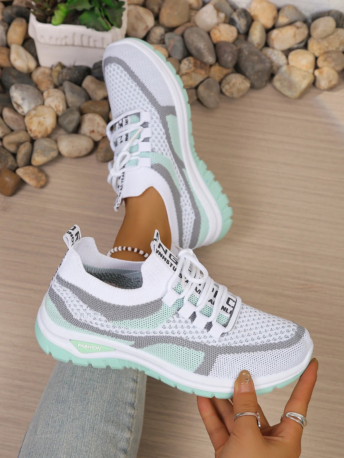 Two-Tone Lace-Up Sneakers