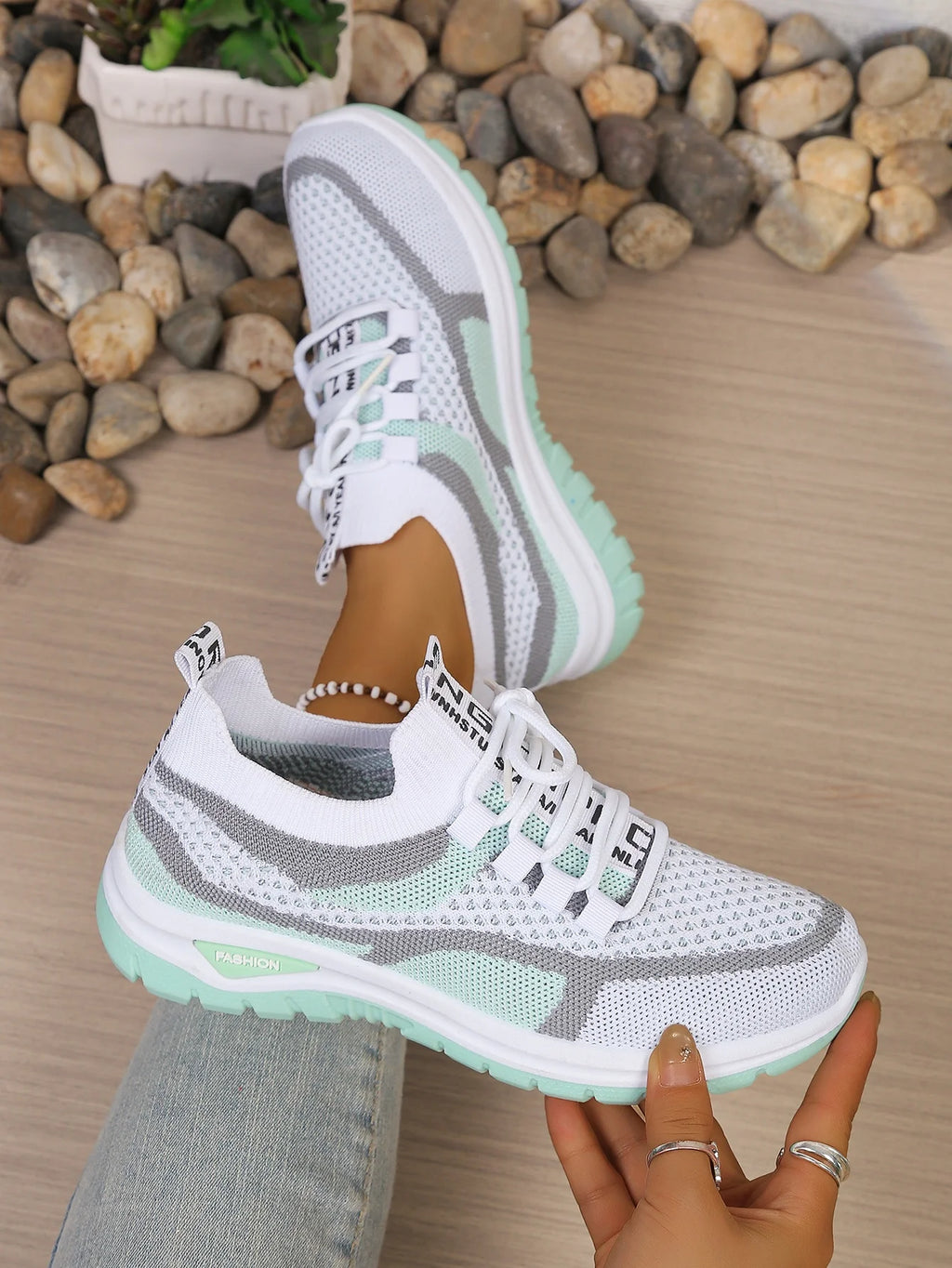 Two-Tone Lace-Up Sneakers