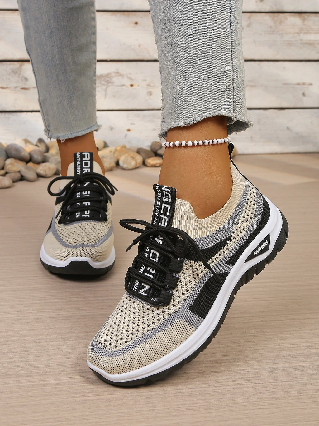 Two-Tone Lace-Up Sneakers