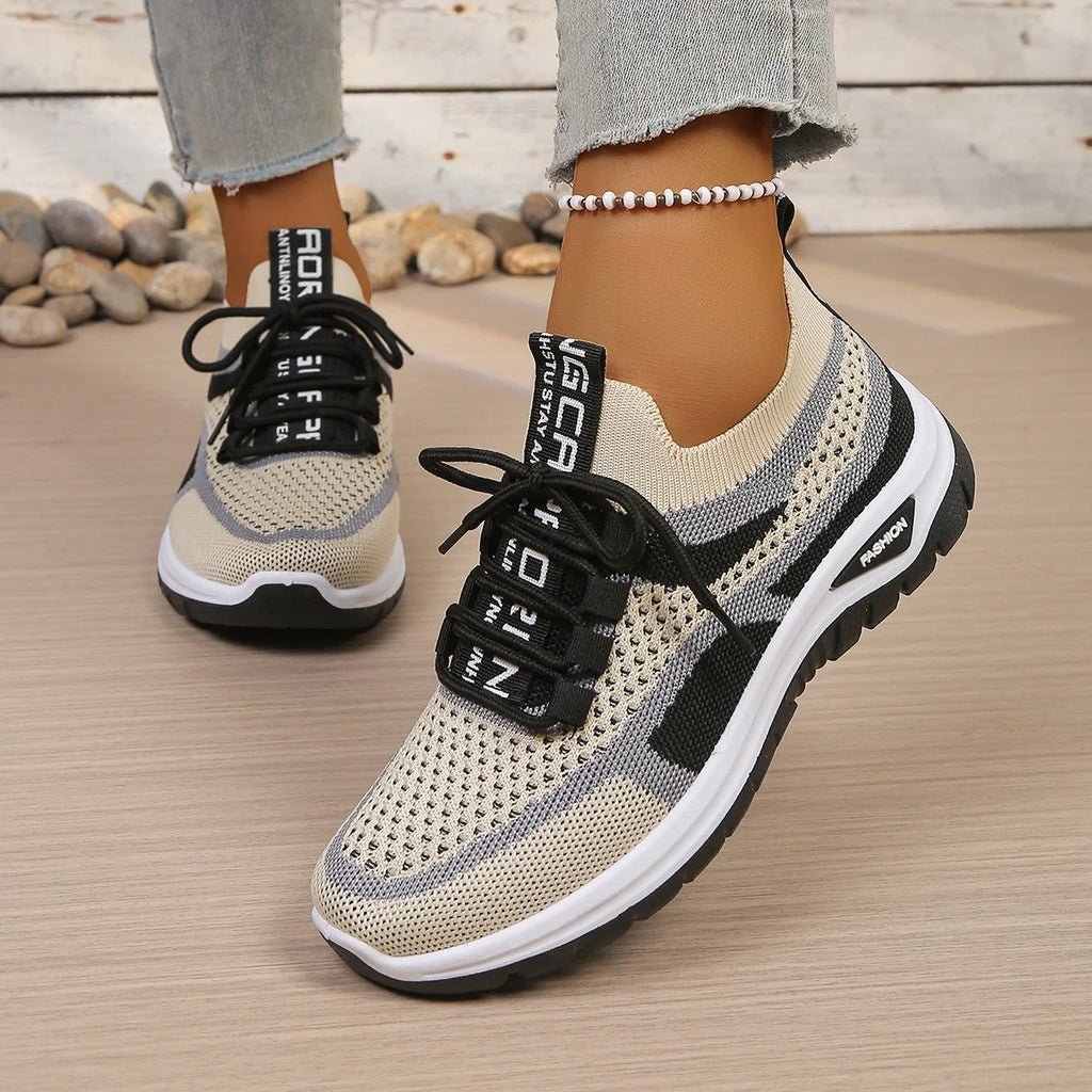 Two-Tone Lace-Up Sneakers