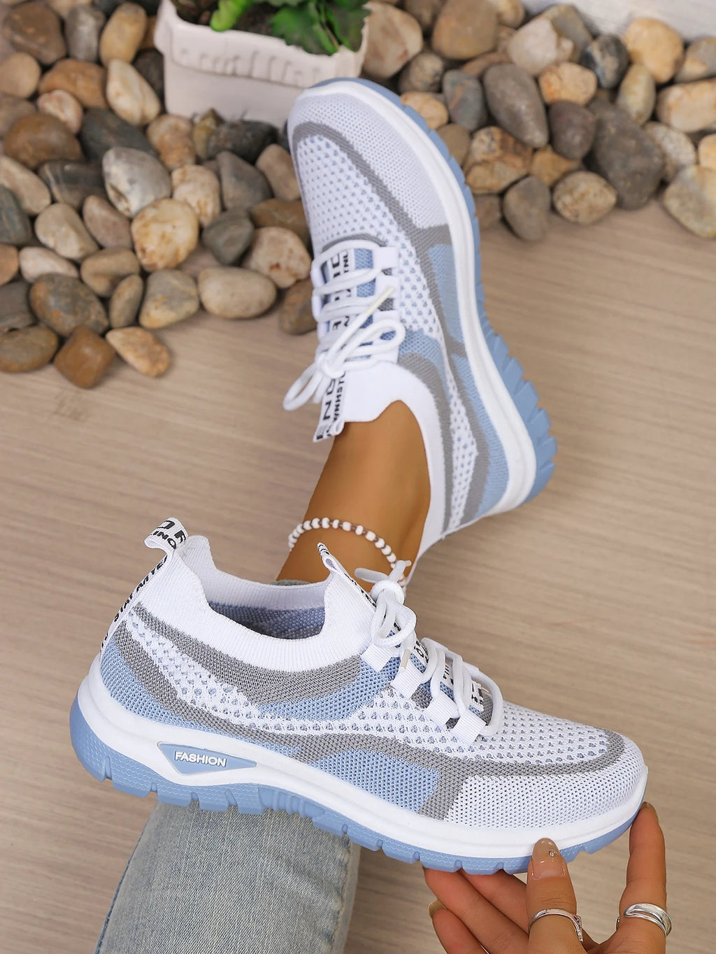 Two-Tone Lace-Up Sneakers