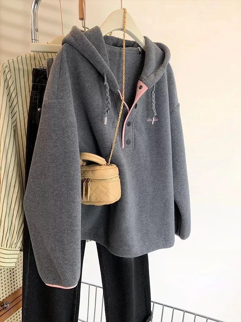Women Autumn Winter New Loose Slimming Hoodie Trendy