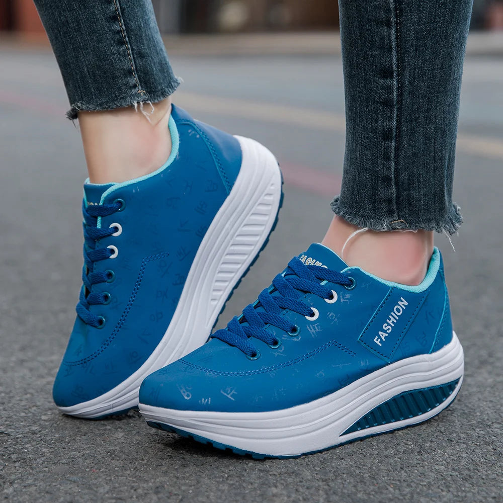 Wedge Sole Lace Up Sneakers