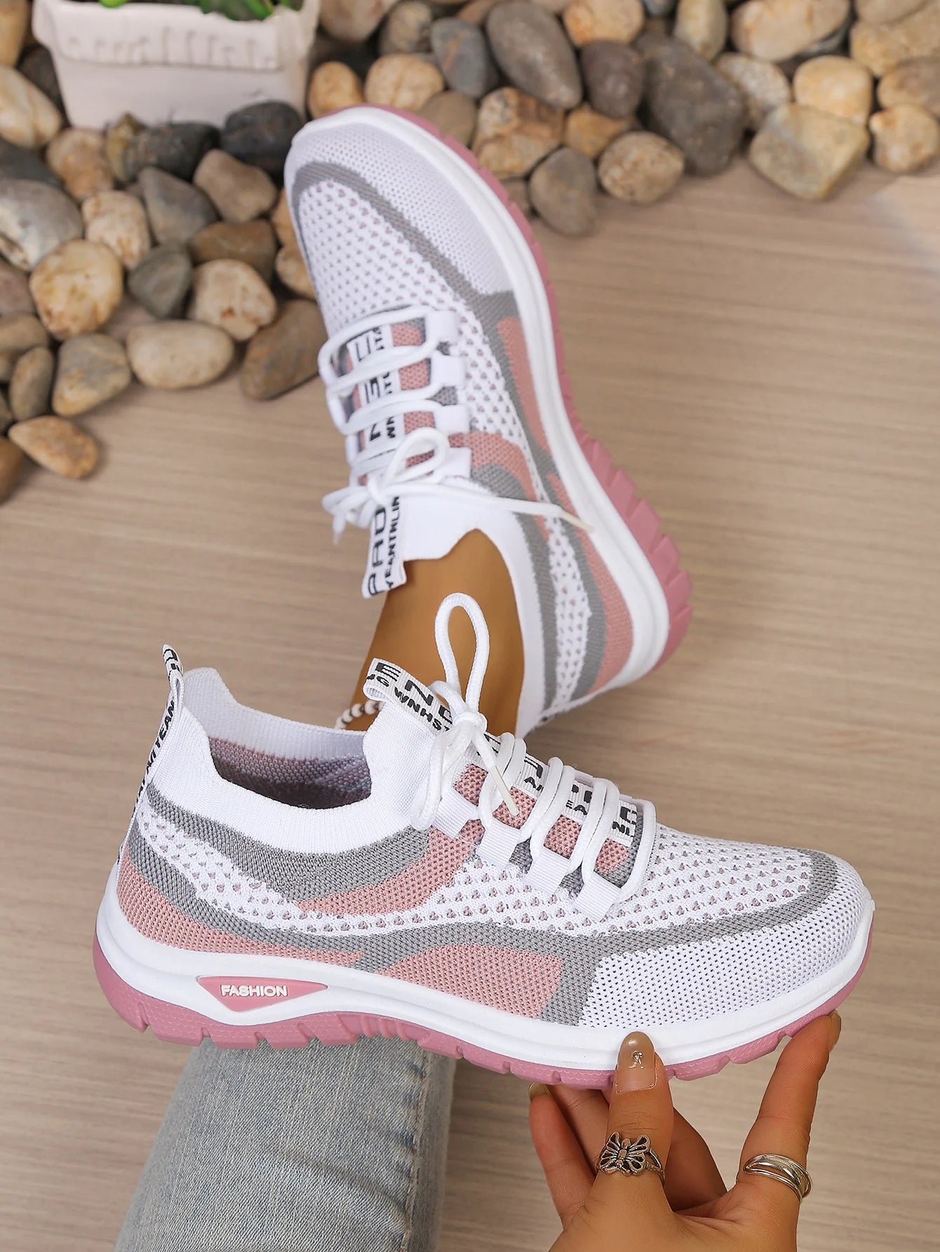 Two-Tone Lace-Up Sneakers