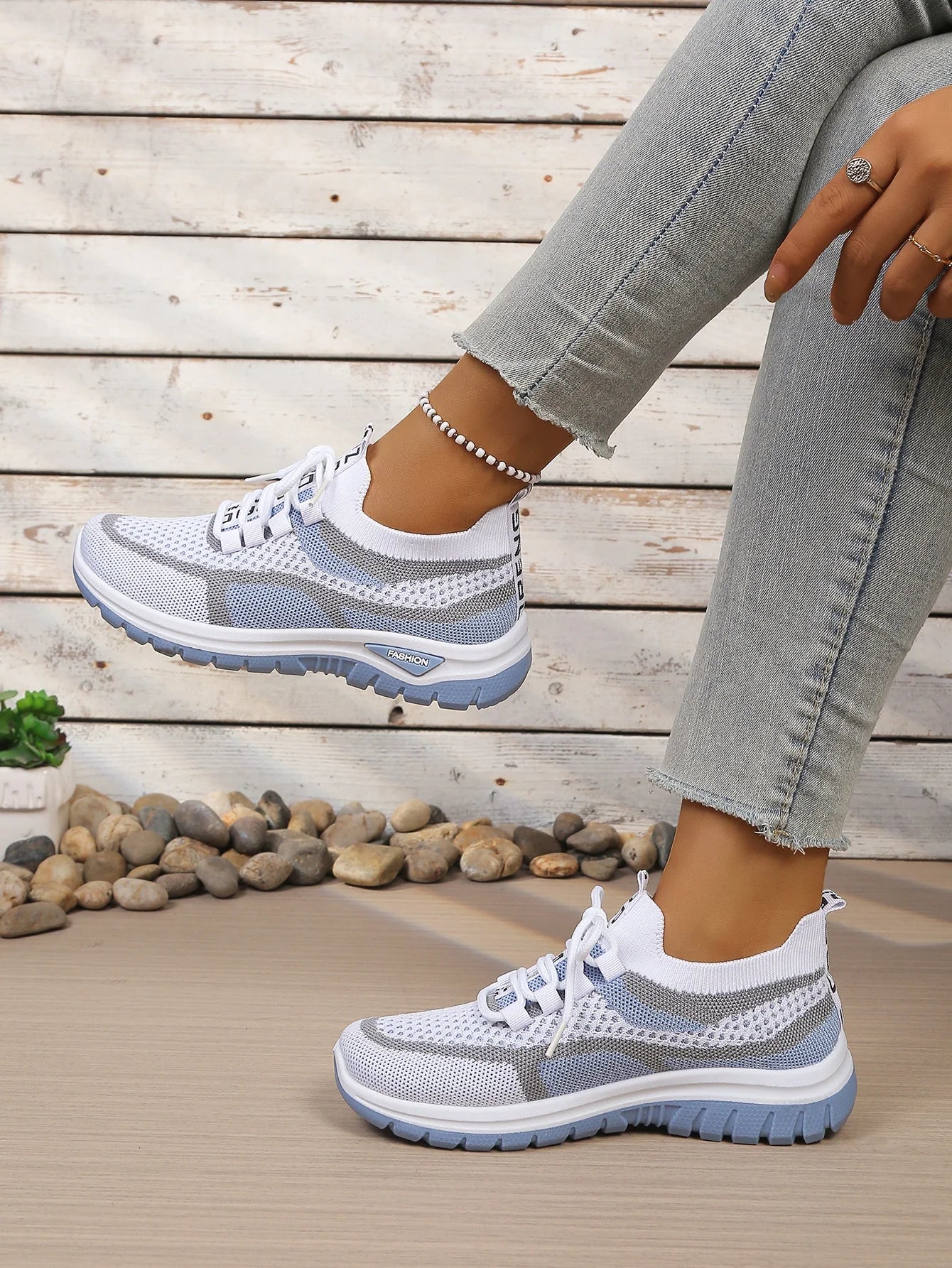 Two-Tone Lace-Up Sneakers