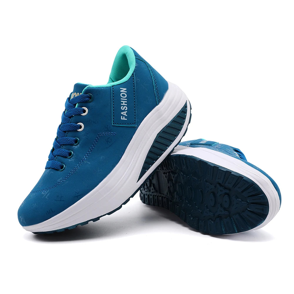 Wedge Sole Lace Up Sneakers
