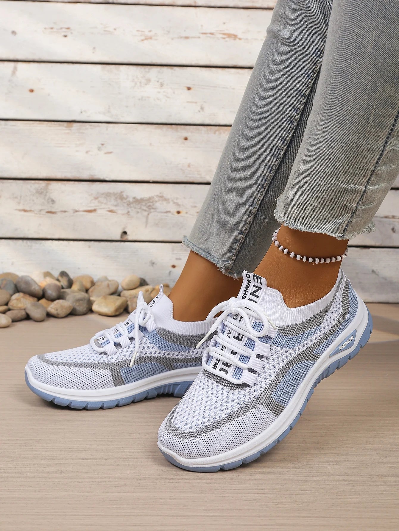 Two-Tone Lace-Up Sneakers