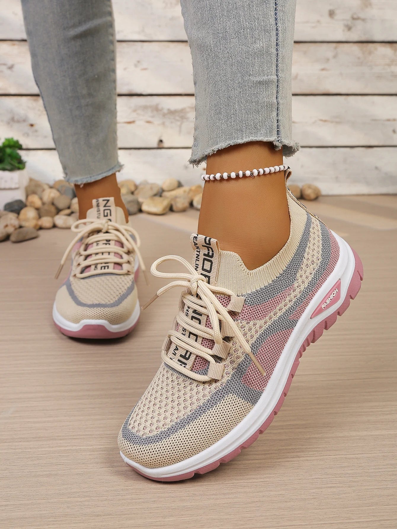 Two-Tone Lace-Up Sneakers